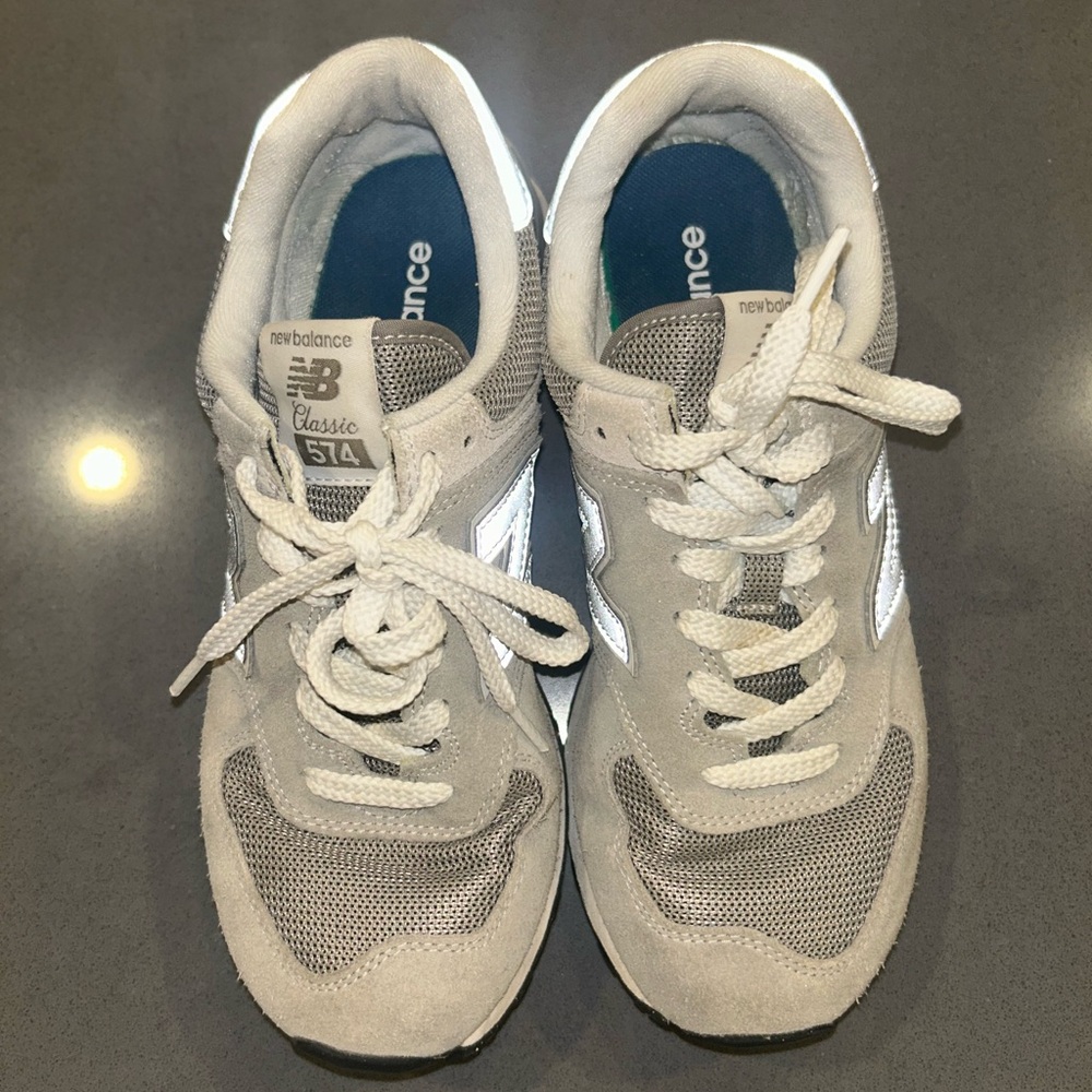 New Balance Classic Gray and White Sneakers - Picture 1 of 5